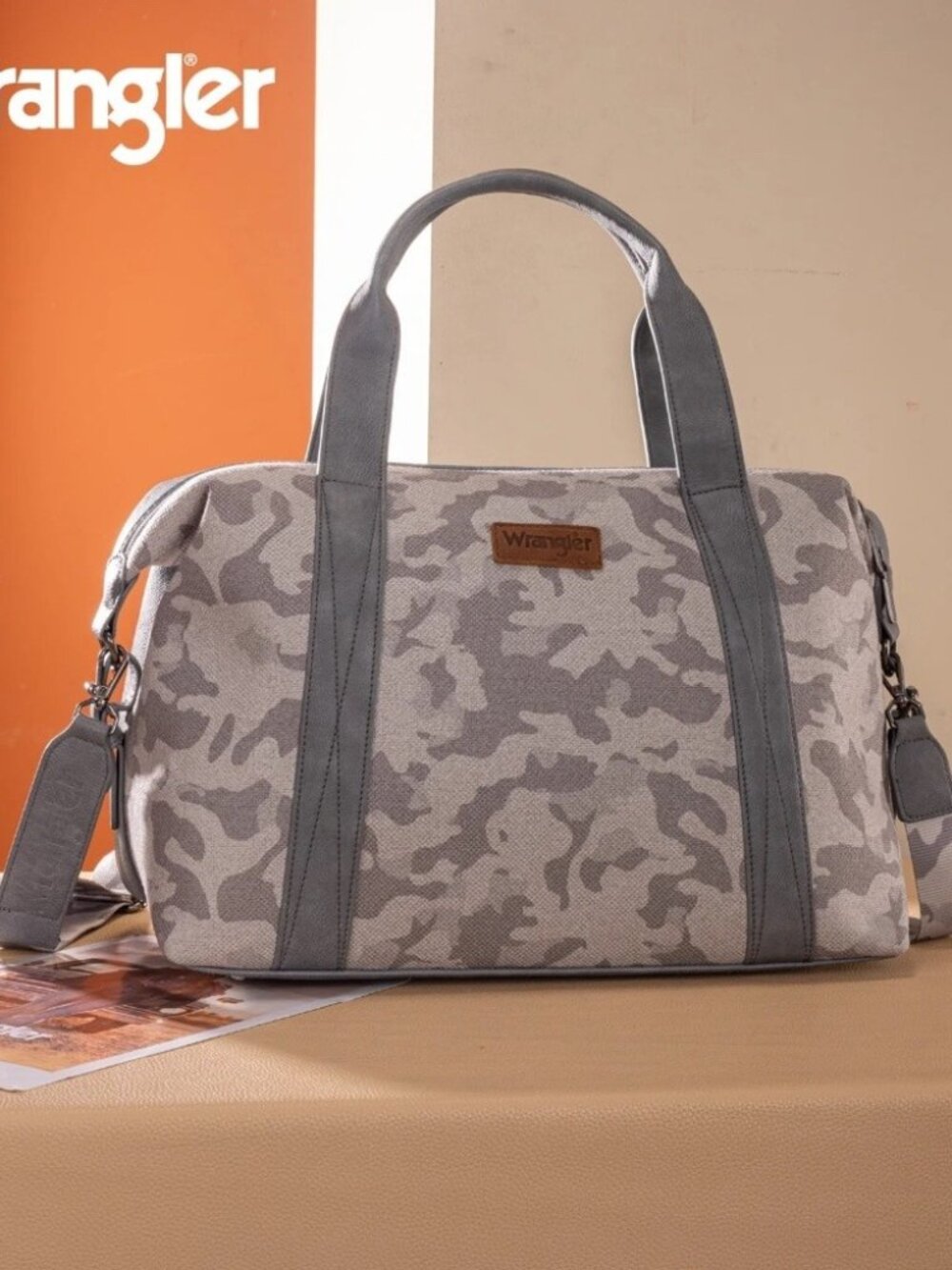 Wrangler Camo Print Collection Duffle Bag Grey